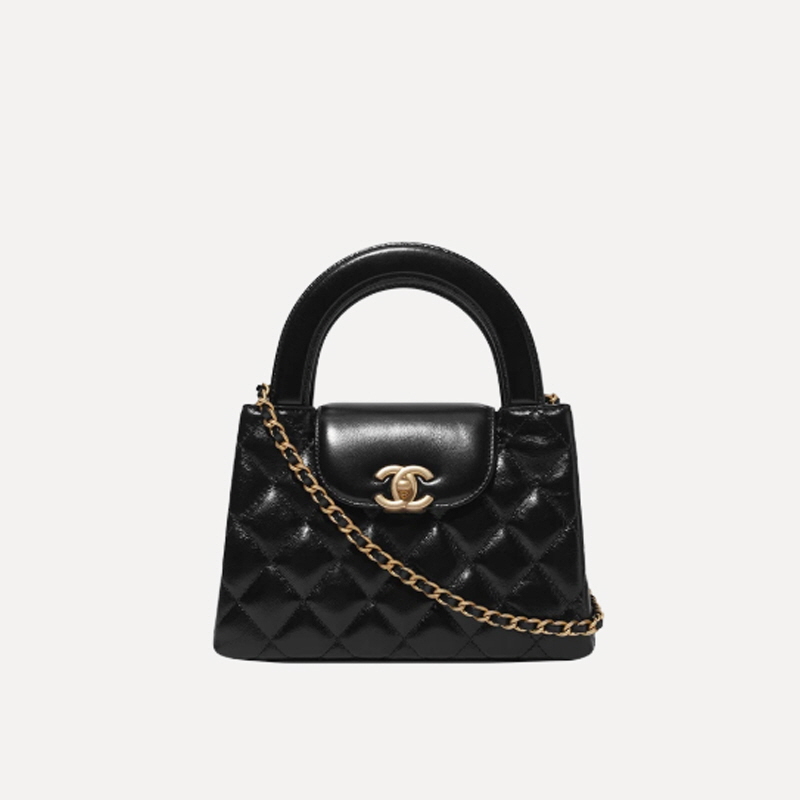 CHANEL 샤넬 미니 쇼핑백 샤이니 빈티지 카프스킨 & 골드 메탈 블랙 【매장-700만원대】