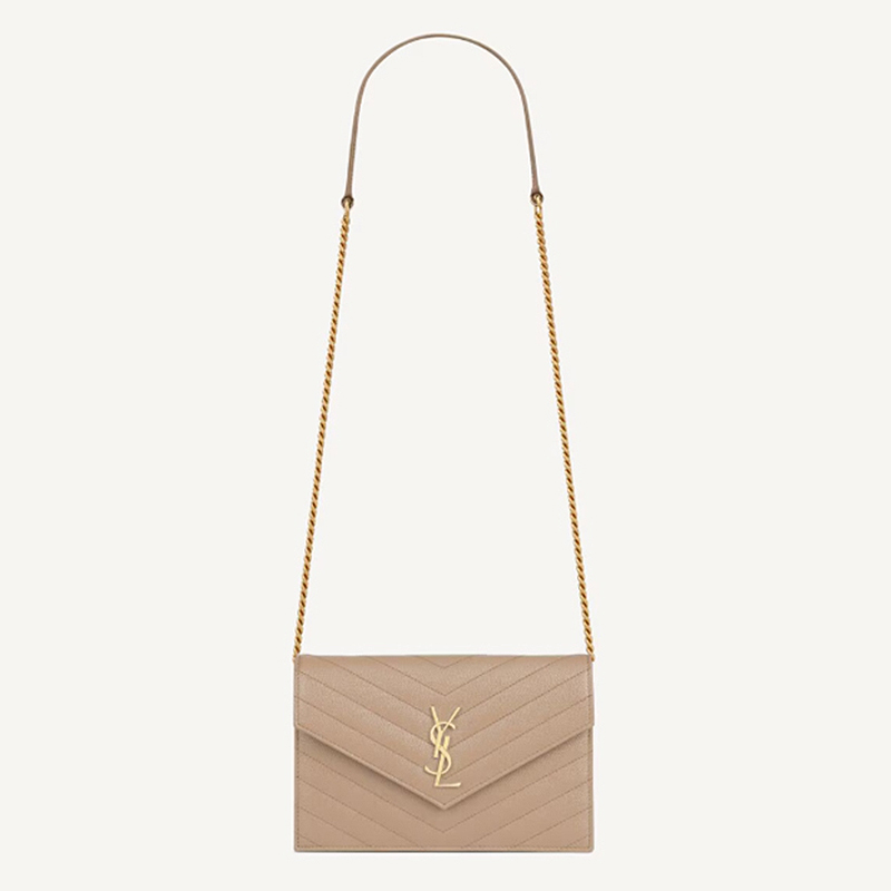SAINT LAURENT 입생로랑 그랑 드 뿌드르 엔벨로프 체인 지갑 【매장-170만원대】