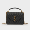 SAINT LAURENT 입생로랑 퀼티드 레더 컬리지 미디움 체인백 블랙