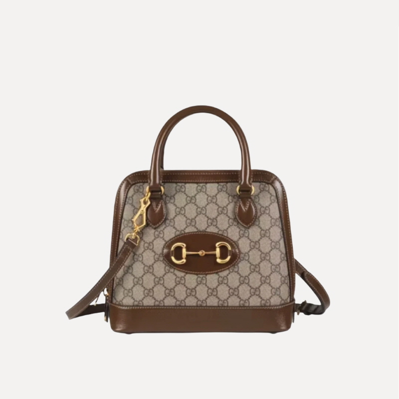 GUCCI 구찌 홀스빗 1955 스몰 탑 핸들백 베이지 에보니 브라운