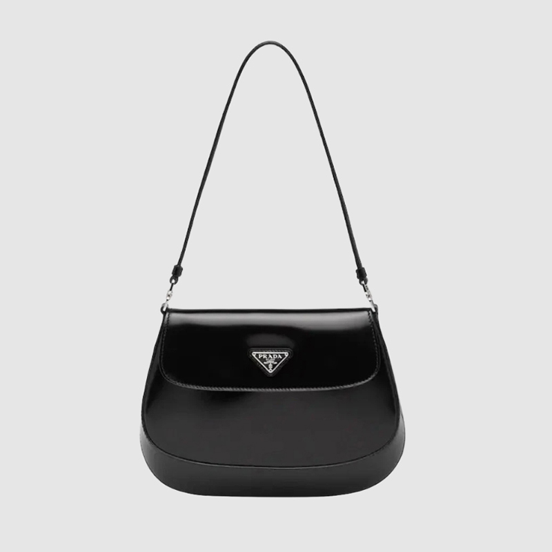PRADA 프라다 플랩 클레오 브러쉬드 레더 숄더백 블랙