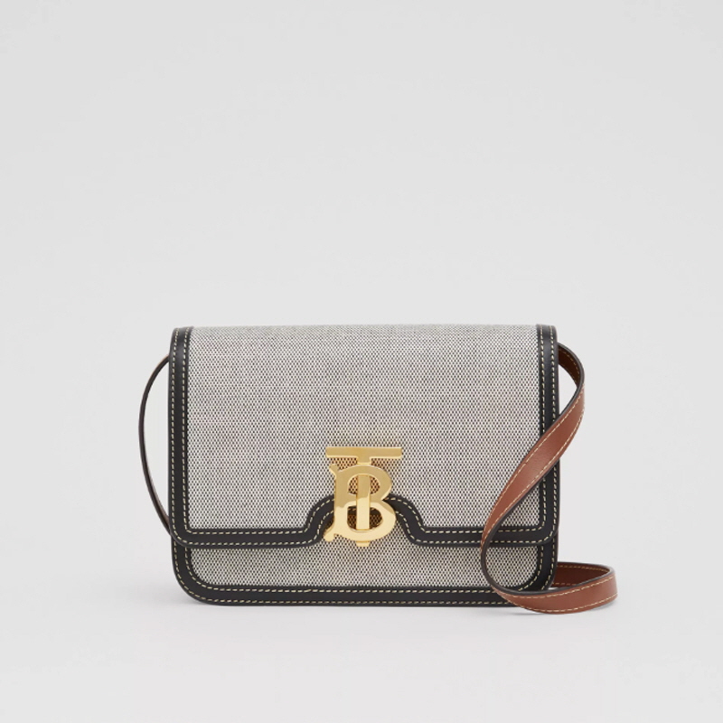 BURBERRY 버버리 스몰 트라이톤 캔버스 레더 TB백