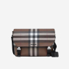 BURBERRY 버버리 체크 레더 라지 메신저 백 다크 버치