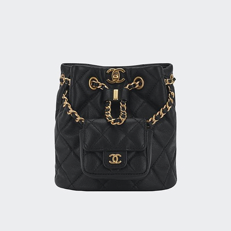 CHANEL 샤넬 스몰 백팩 카프스킨 골드 메탈 블랙 【매장-890만원대】