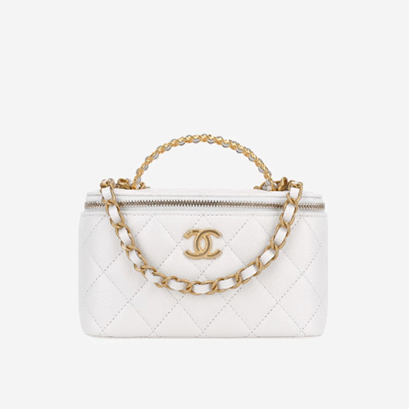 CHANEL 샤넬 체인 코스메틱 케이스 골드메탈