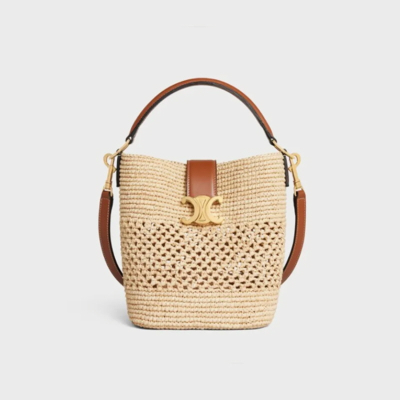 CELINE 셀린느 루이즈 스몰 라피아 카프스킨 버킷백