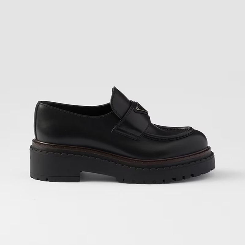 프라다 더블 초콜릿 가죽 로퍼