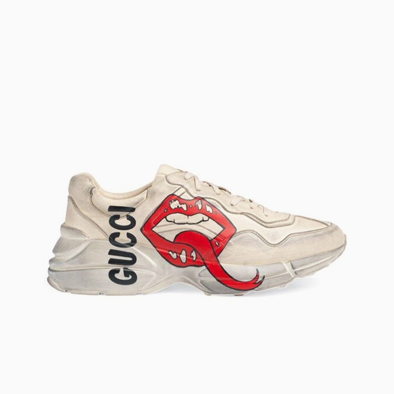 구찌 롸이톤 레더 스니커즈 입술 프린트 552089-A9L00-9522