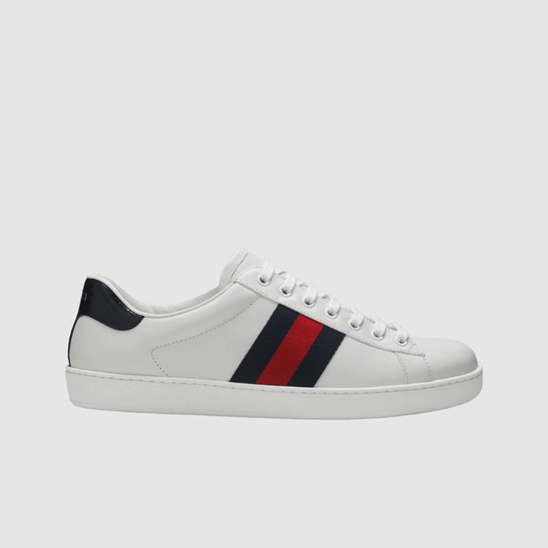 구찌 에이스 가죽 스니커즈 화이트 블루 386750-02JR0-9072