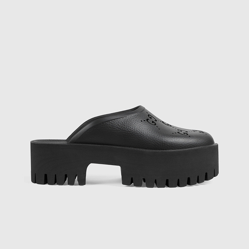 구찌 퍼포레이티드 G 플랫폼 샌들 663577 JFB00 1000