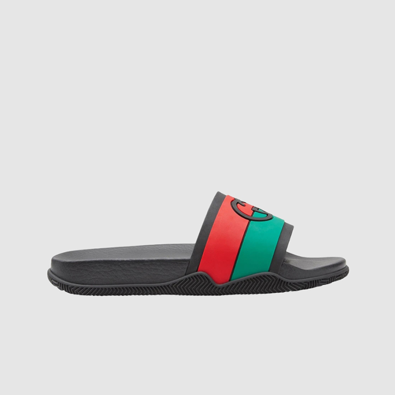 구찌 인터로킹 G 슬라이드 샌들 레드 그린 러버 655265-JFA00-8815
