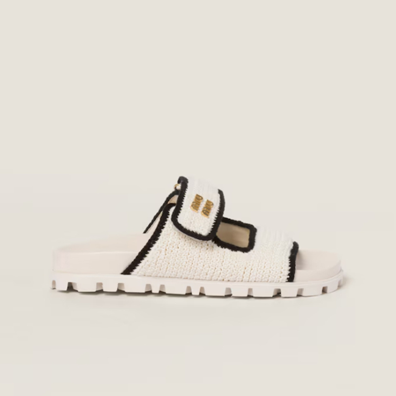 미우미우 크로셰 니트 슬라이드 5XX641_2CQ2_F0A72_F_010