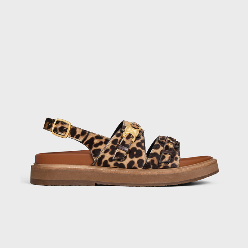 셀린느 CELINE 레오파드 프린트 헤어리 카프스킨 티피 트리옹프 샌들 359814598C.02WN