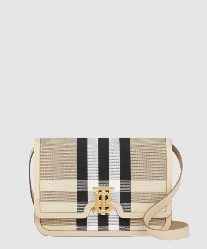 미디엄 체크 캔버스 레더 TB백 80398571 【매장-220만원대】