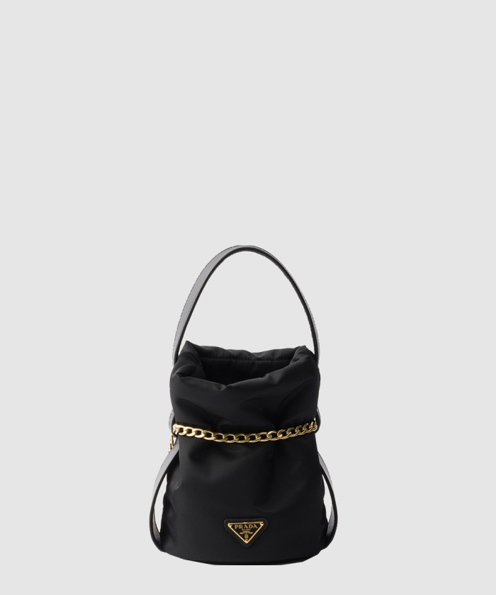 쁘띠색 누아르 리나일론과 나파 가죽 미니 버킷백 1BE088 【매장-400만원대】