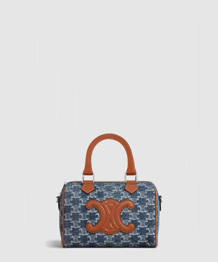 트리오페 데님 패브릭 소가죽 보스턴백 113772 【매장-340만원대】