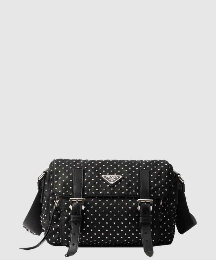 스터드 장식 리나일론 숄더백 1BD382 【매장-500만원대】