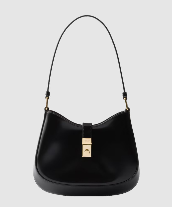 클라스프 클로저가 달린 프라다 클레오 브러쉬드 가죽 숄더백 1BC169 【매장-390만원대】