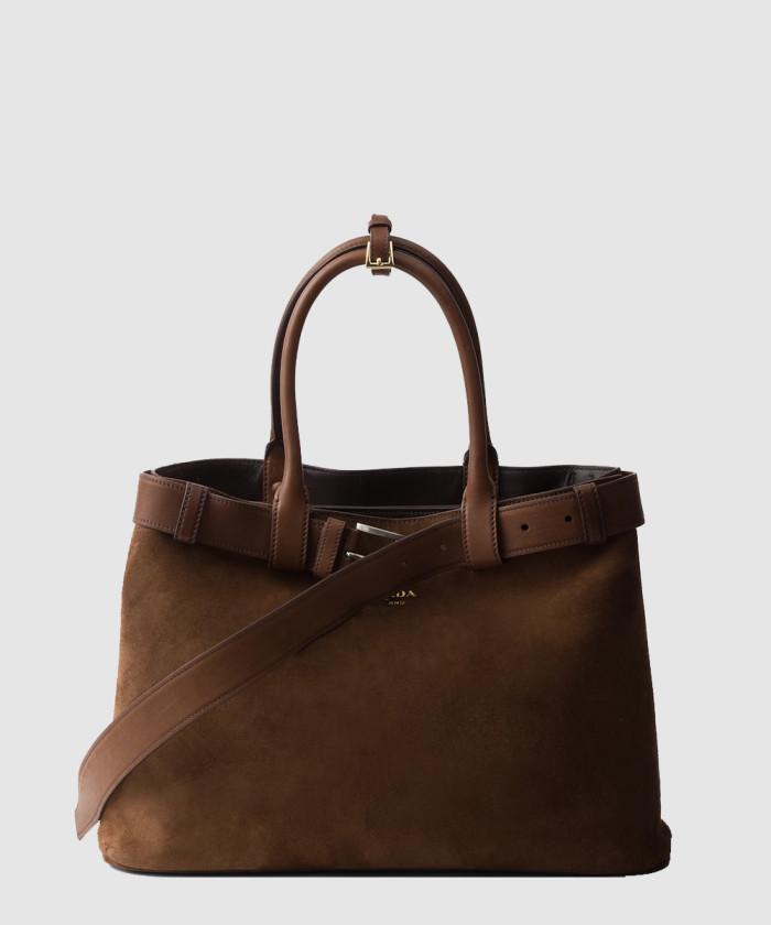 벨트가 달린 버클 라지 가죽 핸드백 1BA416 【매장-790만원대】