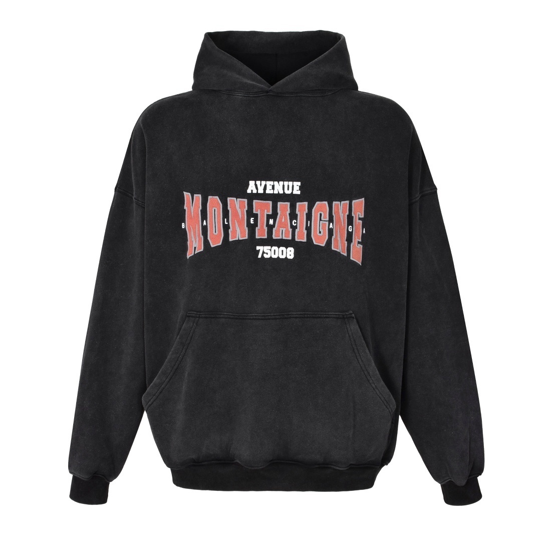 발렌시아가 레드 자수 구제 후드