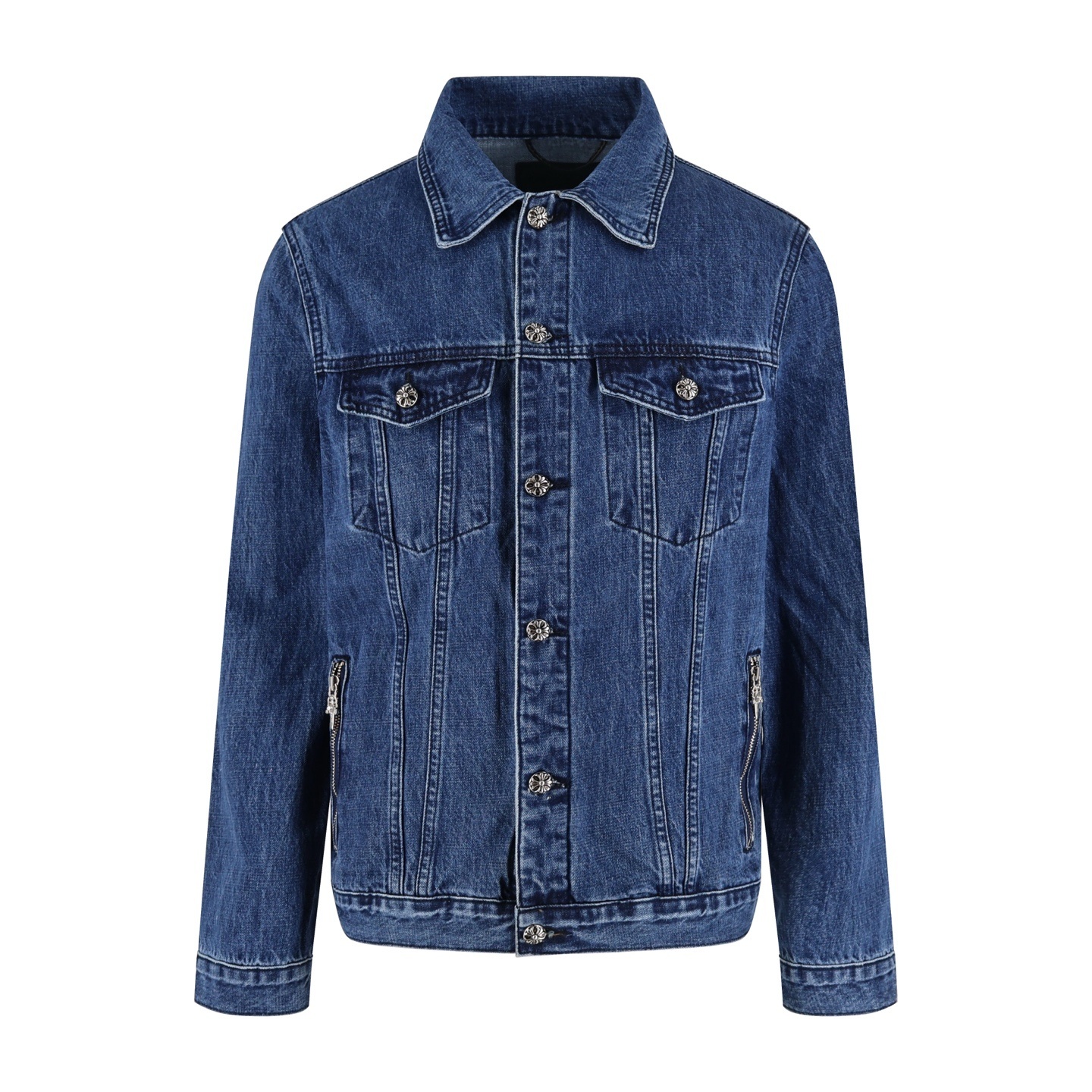 크롬하츠 워시드 소드 지퍼 데님 재킷