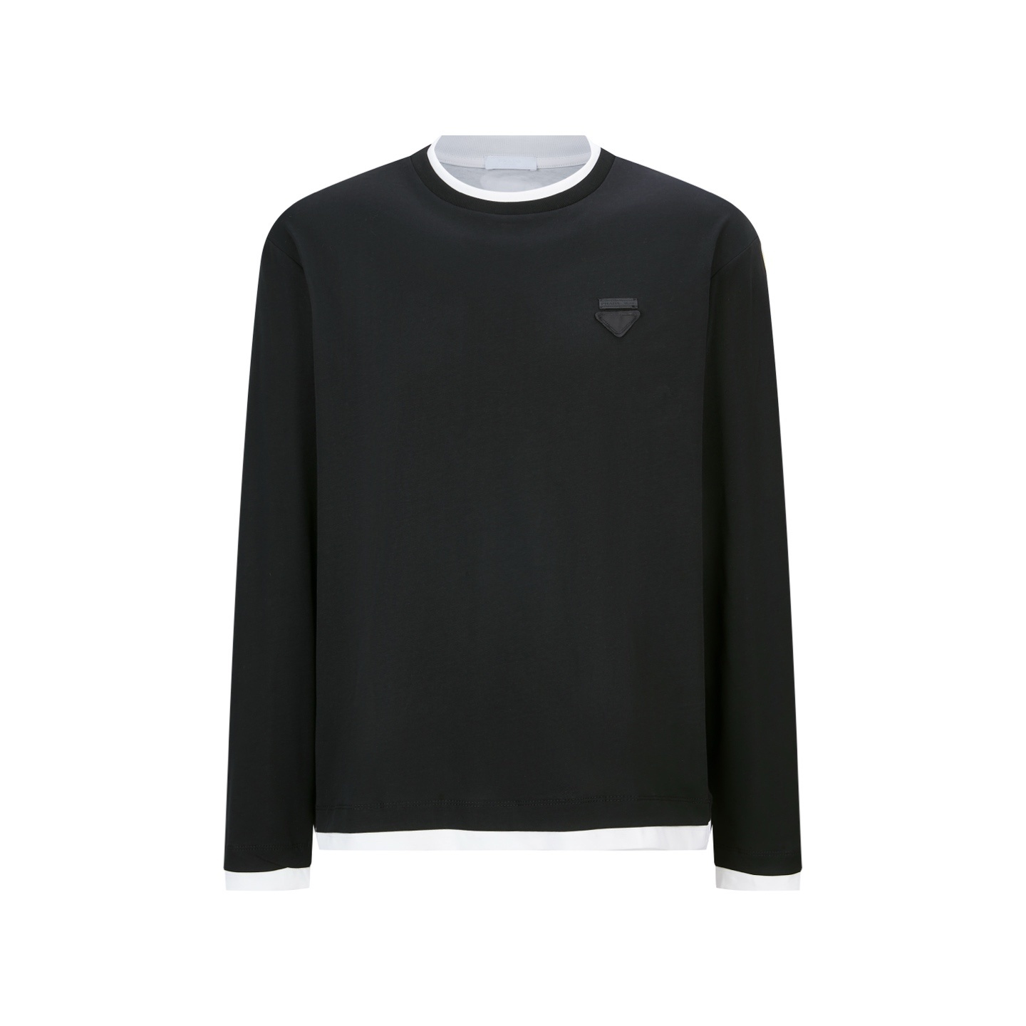 프라다 라벨 레이어드 느낌 긴팔 티셔츠