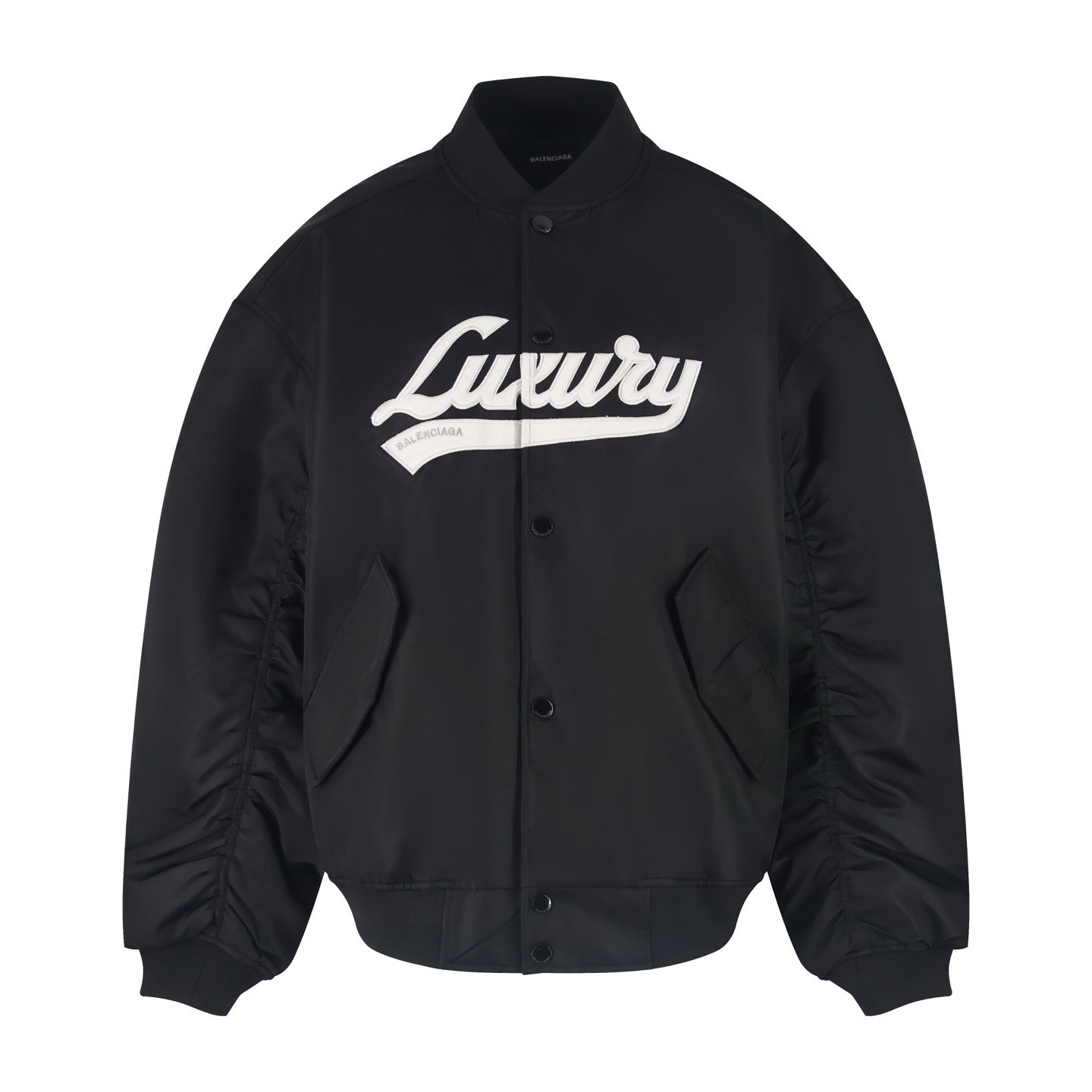 발렌시아가 럭셔리 화이트 자수 레터링 플라이트 패딩 재킷(남녀공용)