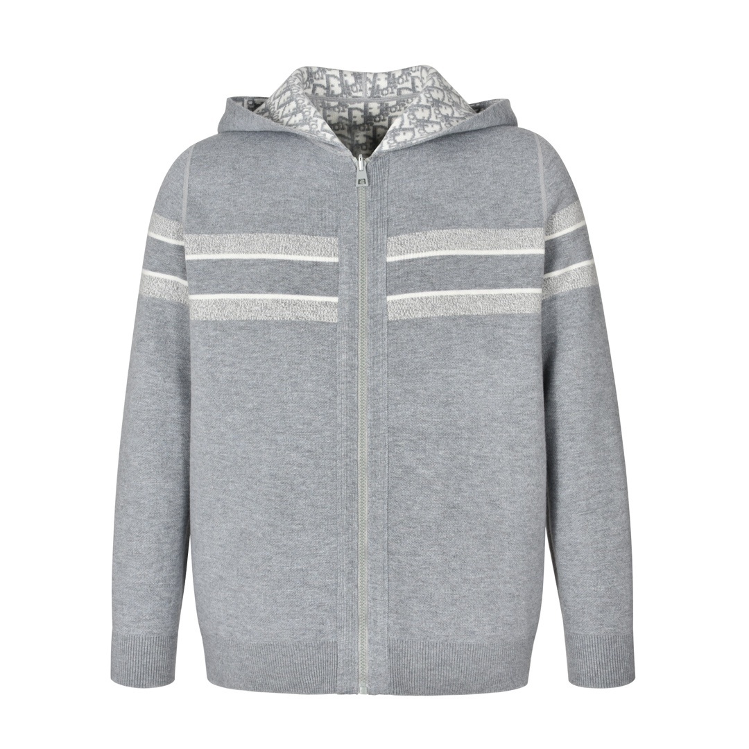 디올 양면 캐시미어 니트 자카드 후드 아우터 (남녀공용)