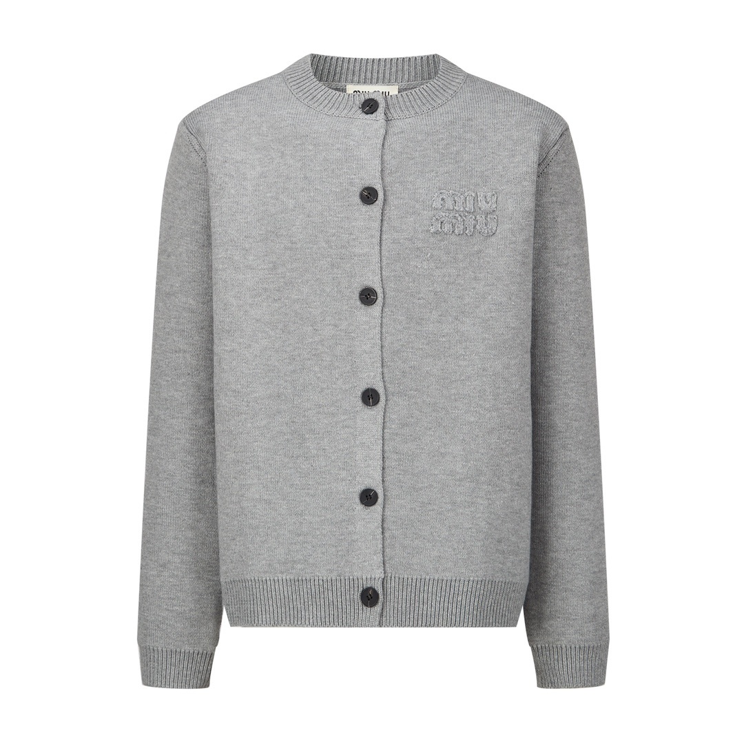 ★미우미우 자수 로고 울 가디건