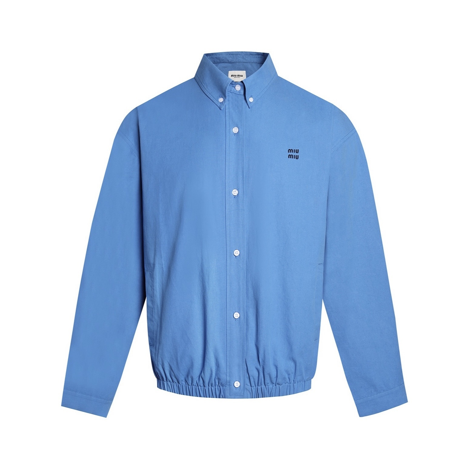 ★미우미우 블루 포플린 허리 스트링 재킷