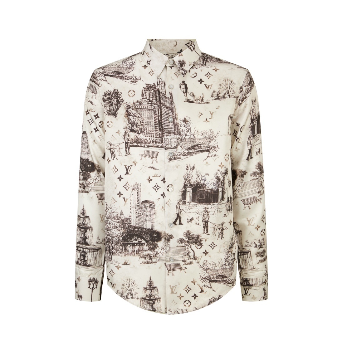 ★루이비 파크 프린트 실크(뽕나무 실크) 긴팔 셔츠