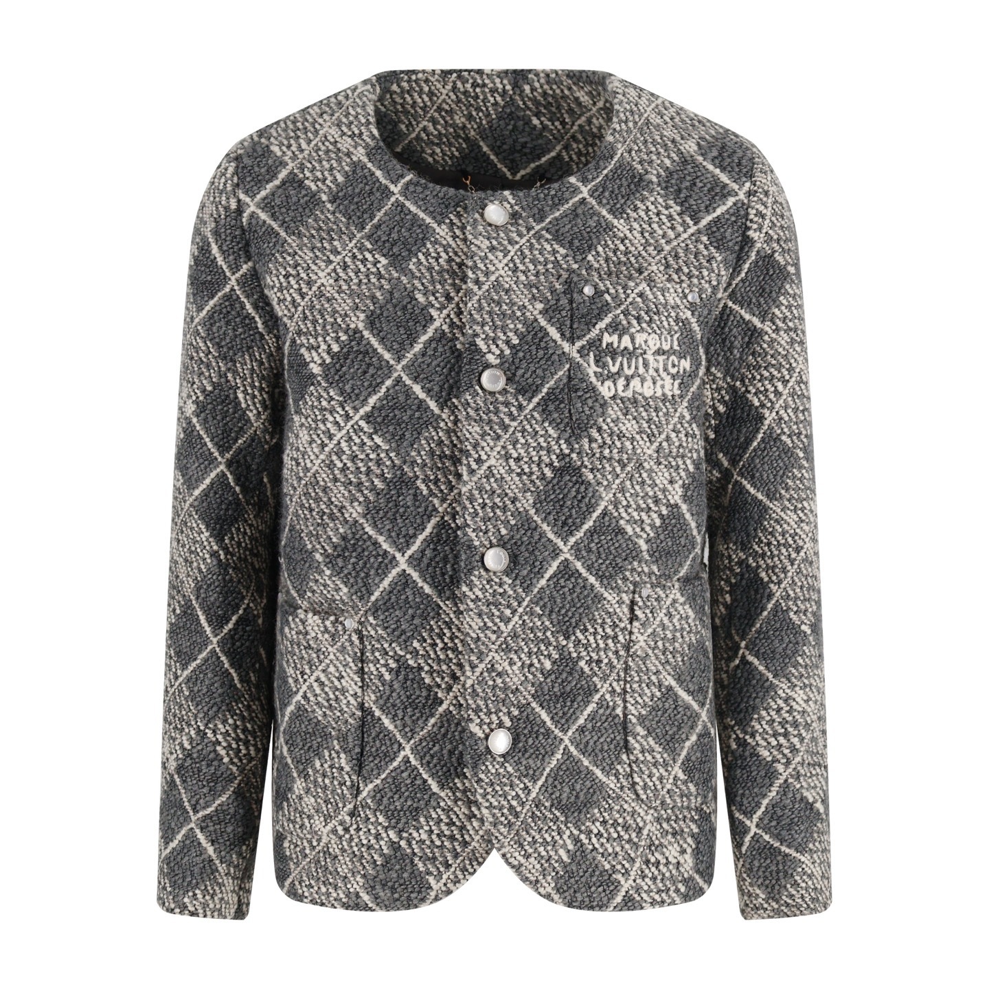 루이비통 퀼팅(다이아 패턴) 노카라 블레이저 재킷