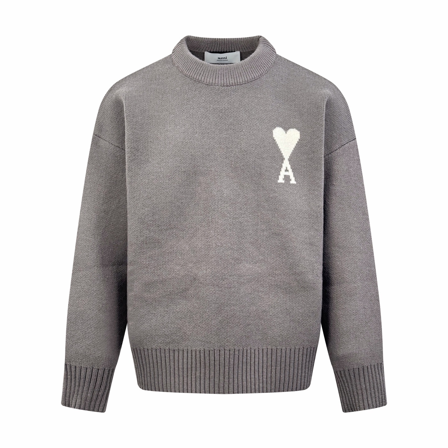 ★아미 라운드넥 자카드 니트 스웨터