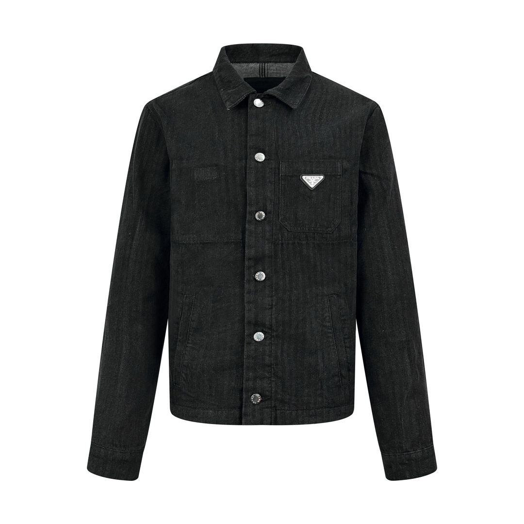★프라다 삼각 로고 데님 셔츠