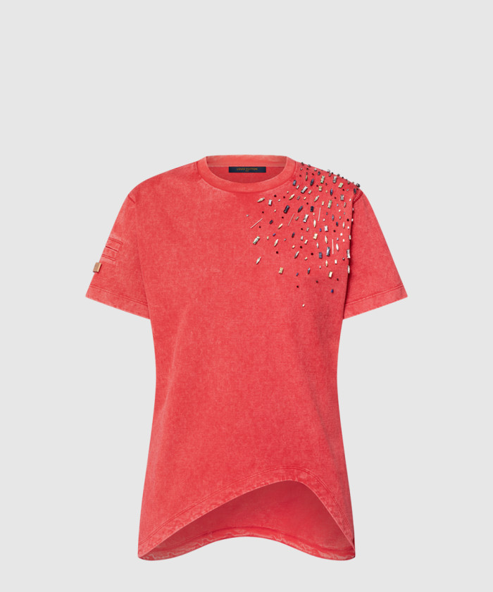 루이비통 비즈 악센트 커브 밑단 티셔츠 1AIRAZ