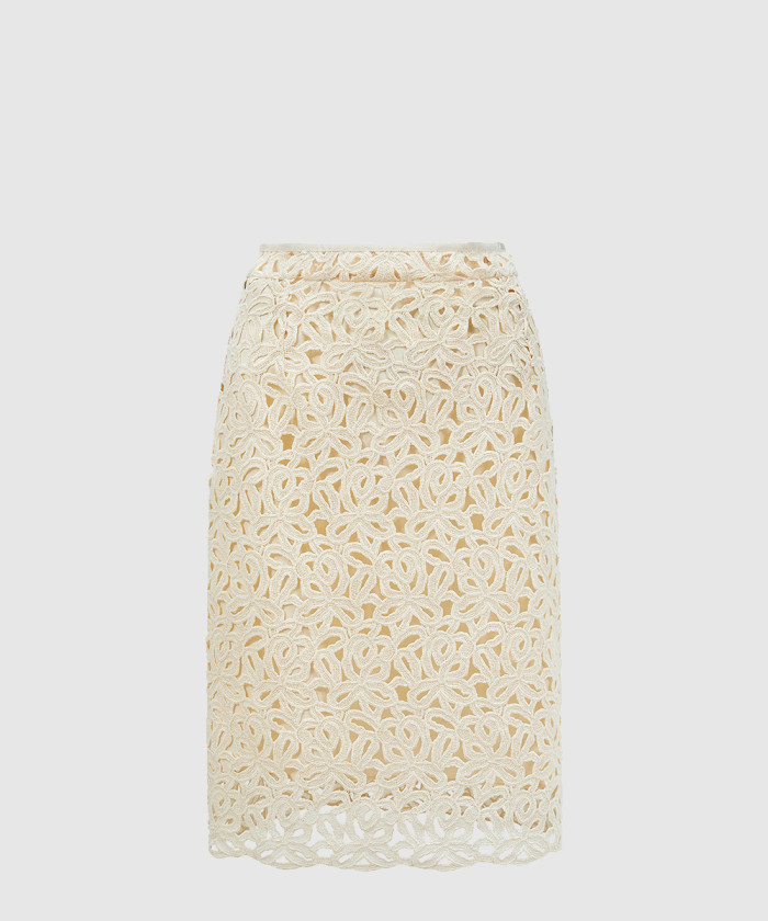 몽클레어 마크라메 무릎 길이 스커트