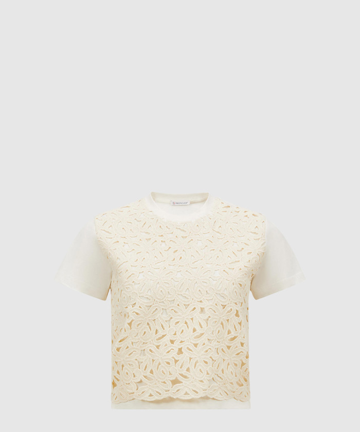 몽클레어 마크라메 코튼 티셔츠