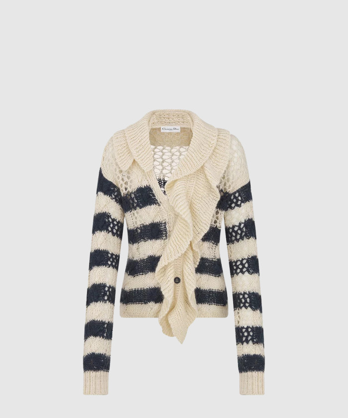 디올 마리니에르 가디건 & 탈착식 루싱 칼라 554G1