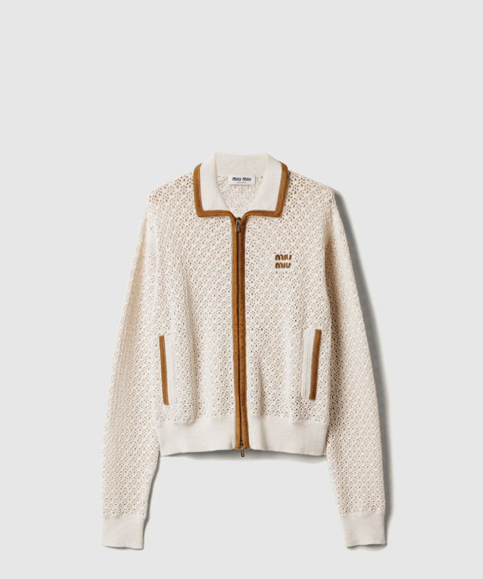 미우미우 코튼 및 스웨이드 가디건 MMF965