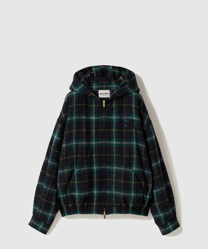 미우미우 체크무늬 후드 재킷 ML1011