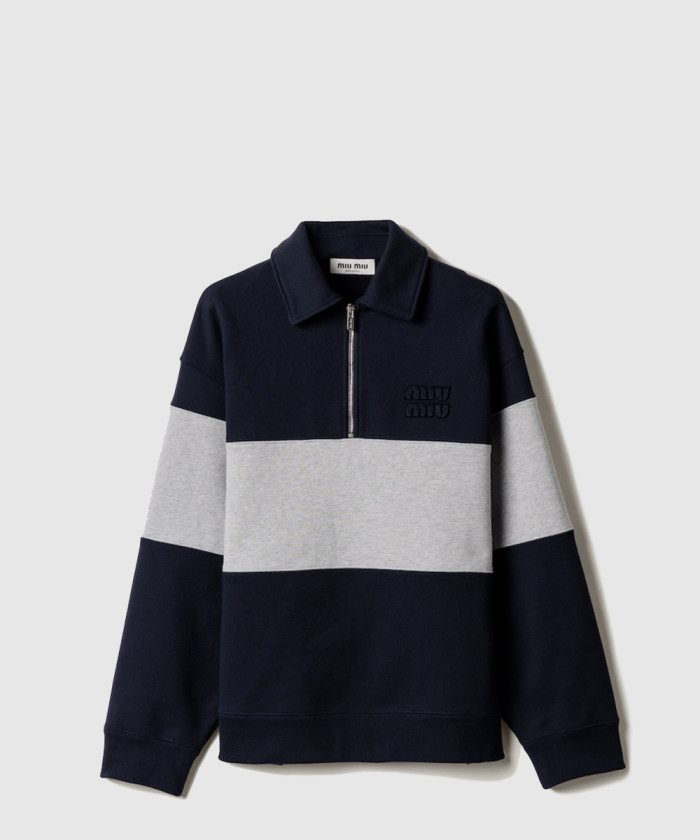 미우미우 하프 집업 코튼 스웨트셔츠 MJL090