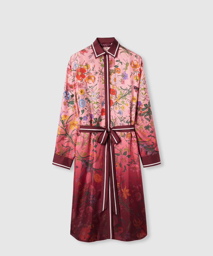 구찌 프린트 실크 트윌 셔츠 드레스 835742