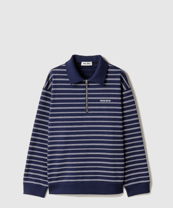 미우미우 스트라이프 지퍼 폴로 셔츠 MJL773