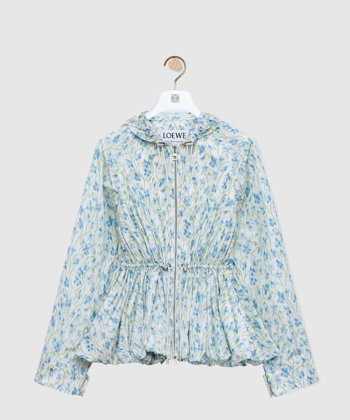 로에베 후드 재킷 실크 혼방 태피터