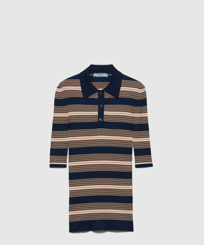 프라다 스트라이프 코튼 폴로 셔츠 P24R2U