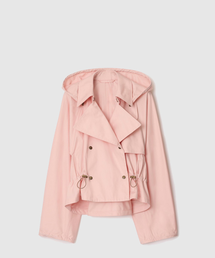 미우미우 트로피컬 개버딘 후드 트렌치 재킷 81109581