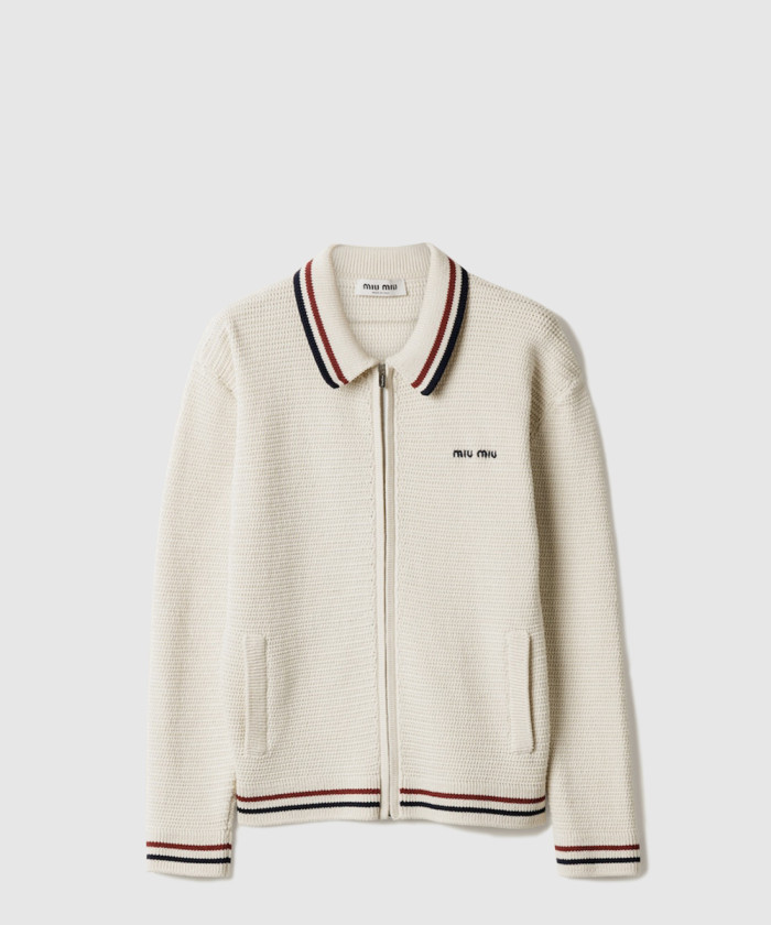 미우미우 코튼 니트 지퍼 가디건 MMF969