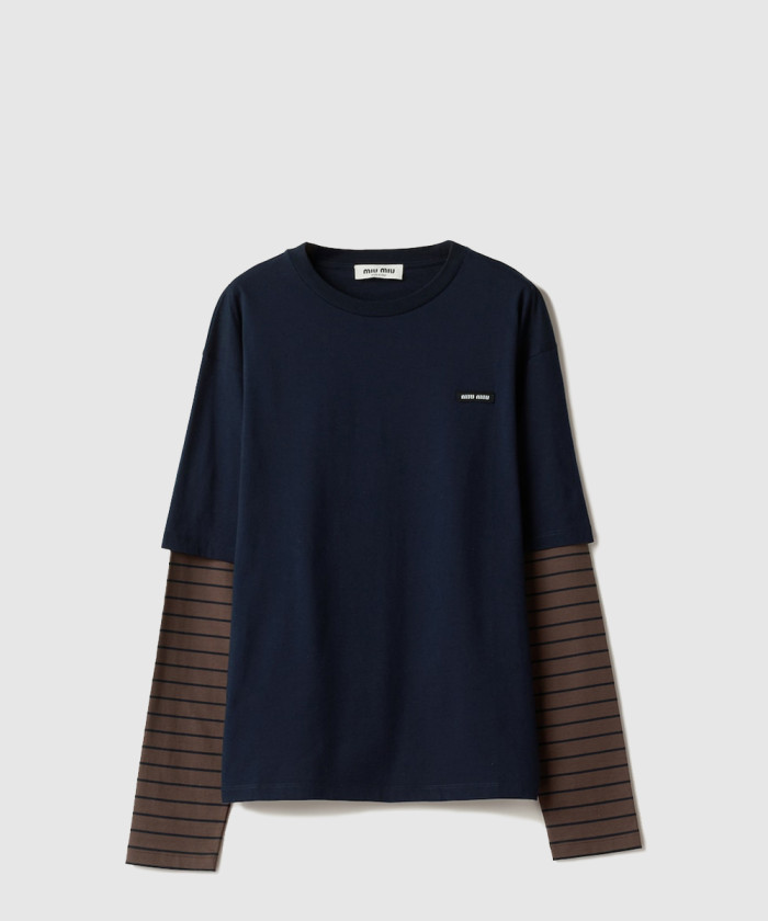 미우미우 긴 소매 저지 티셔츠 MJL128