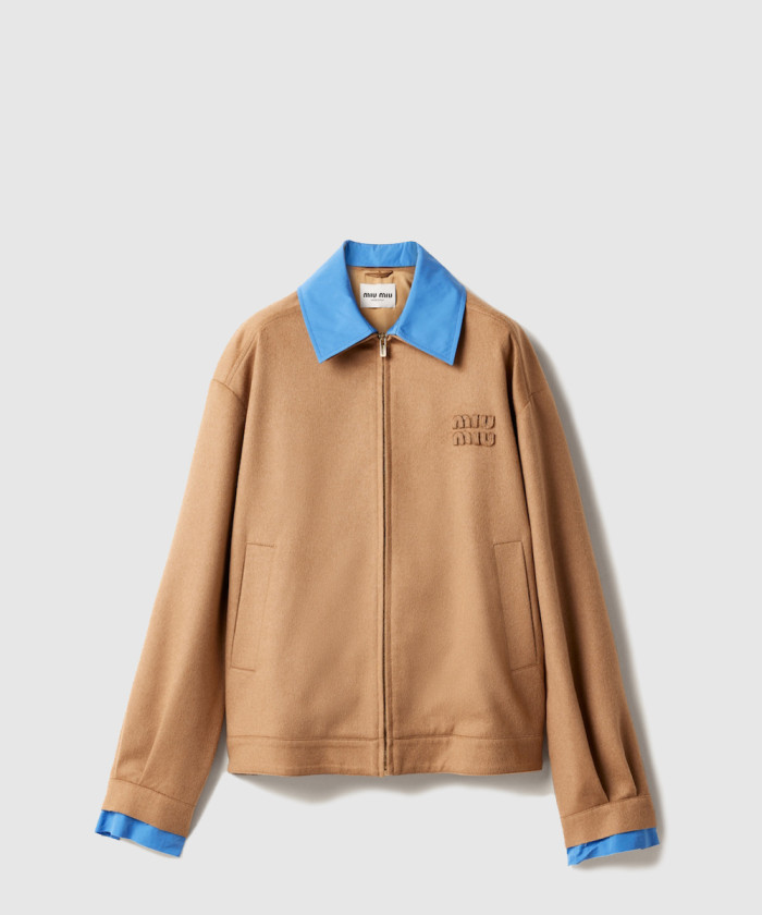 미우미우 포플린 디테일 카멜 헤어 블루종 재킷 ML1164