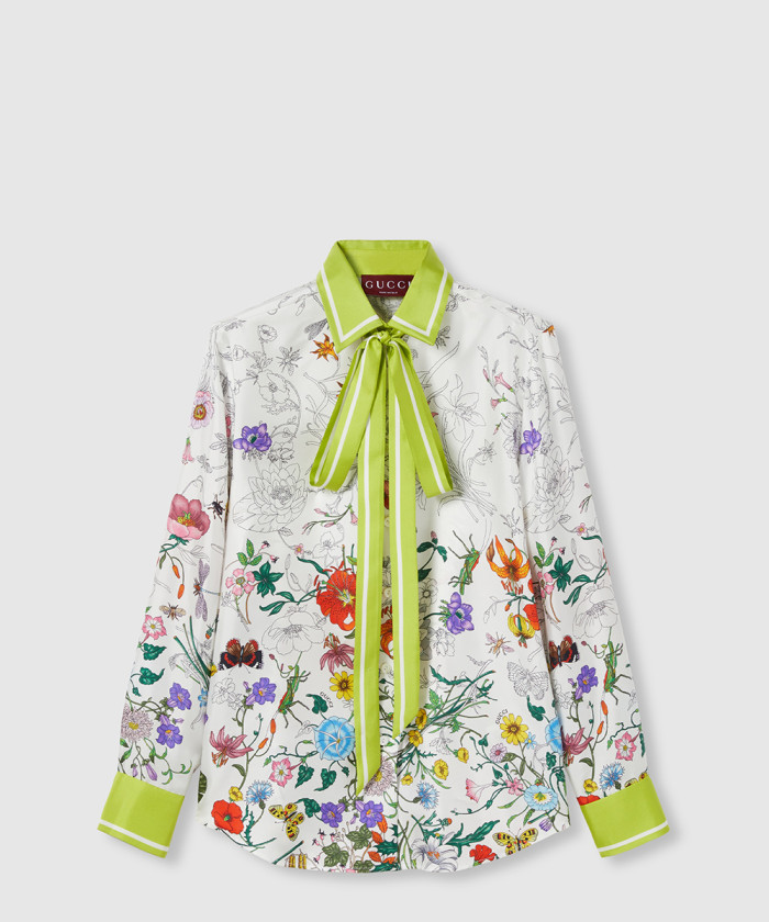 구찌 프린트 실크 셔츠 835608